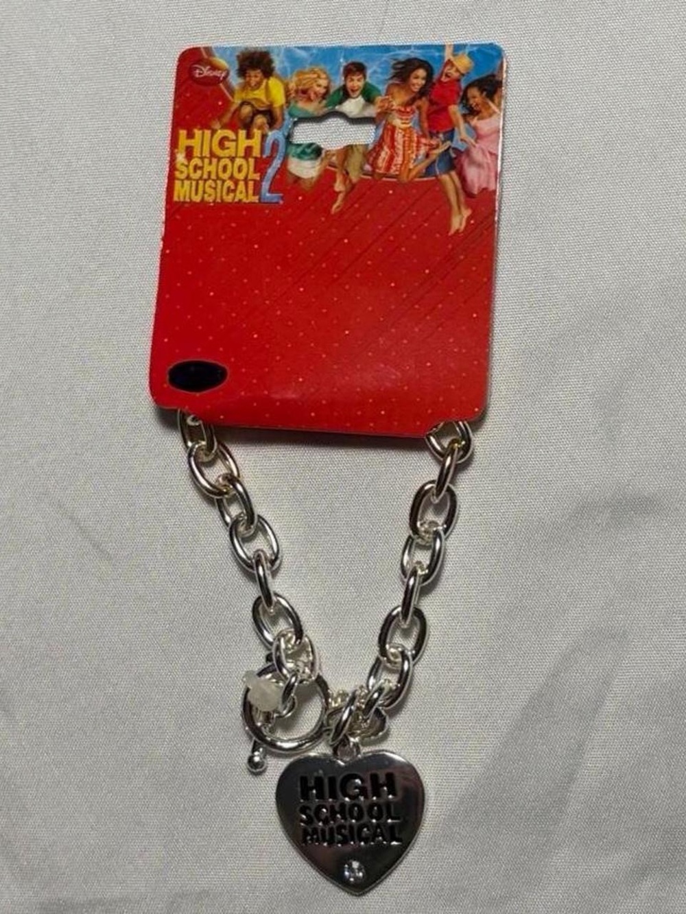 Disney Silver Heart Charm Chain Bracelet